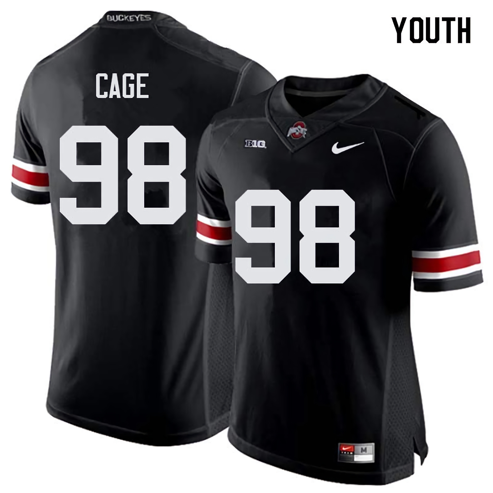 Jerron Cage Ohio State Buckeyes Youth NCAA #98 Nike Black College Stitched Football Jersey DHT8456LY